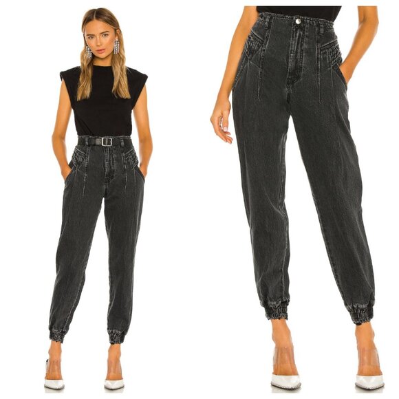 Retrofete Miriam Onyx Faded Black High Waist Balloon Denim...